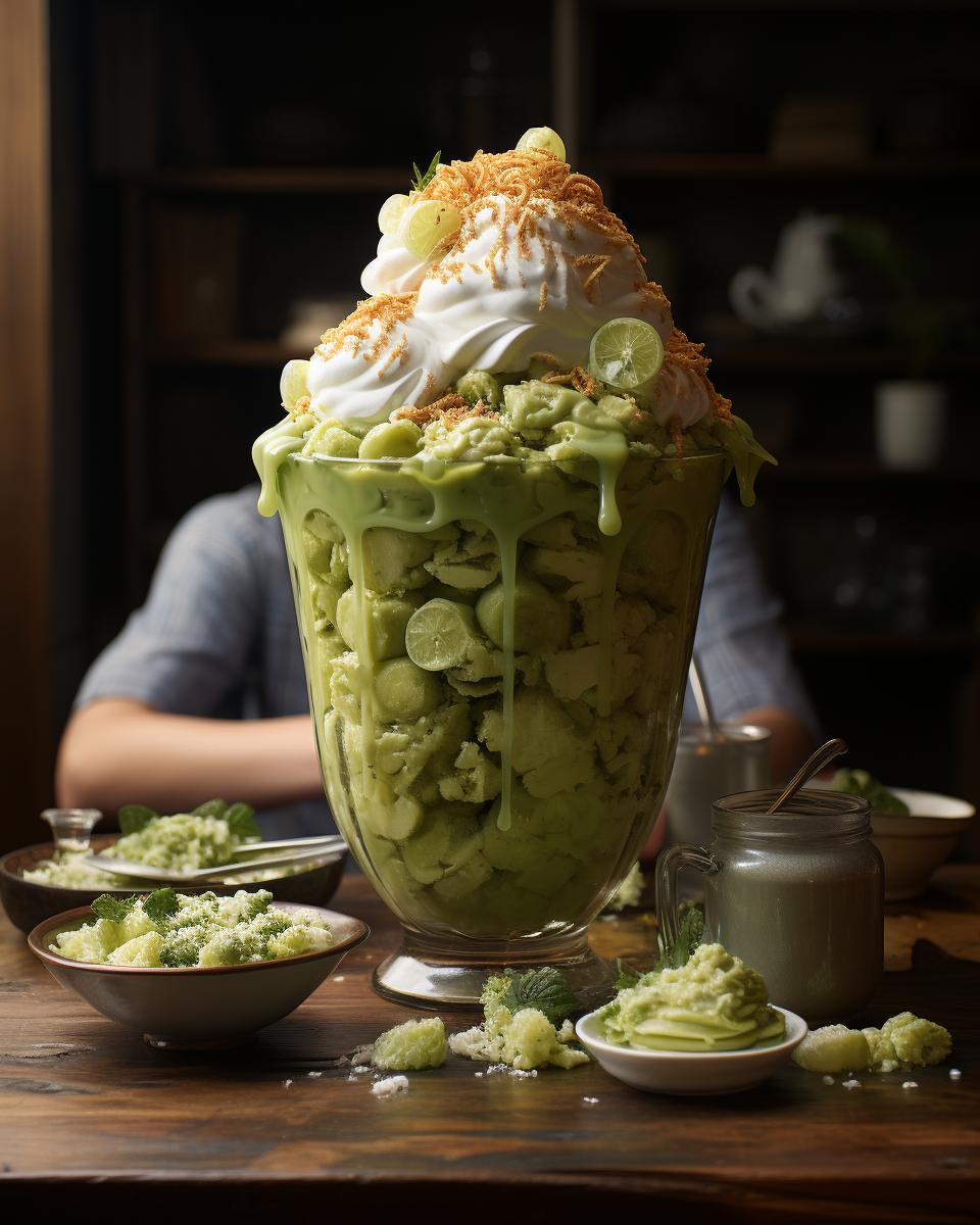 Refreshing matcha kakigori bowl dessert