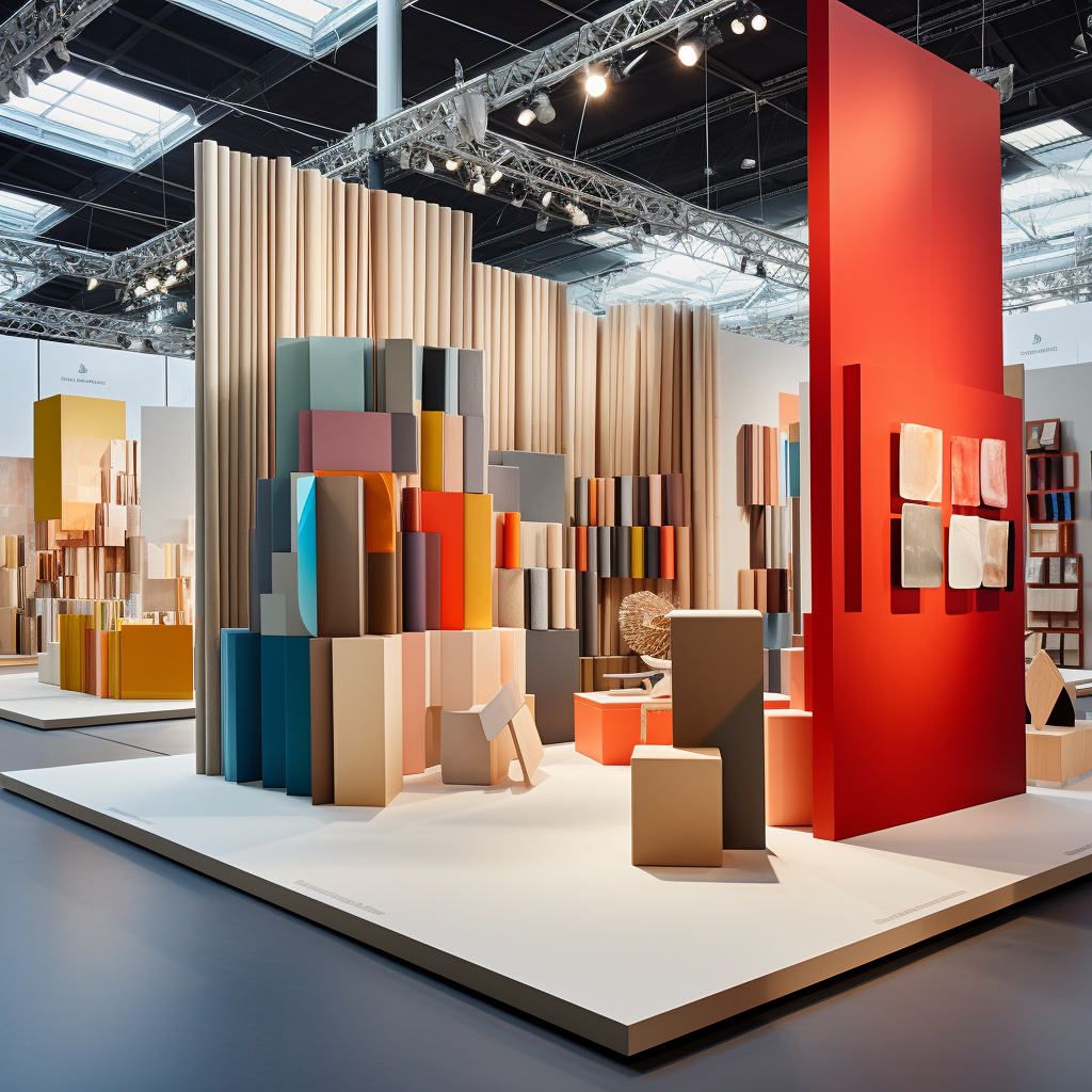 Colorful material samples at exhibition stand