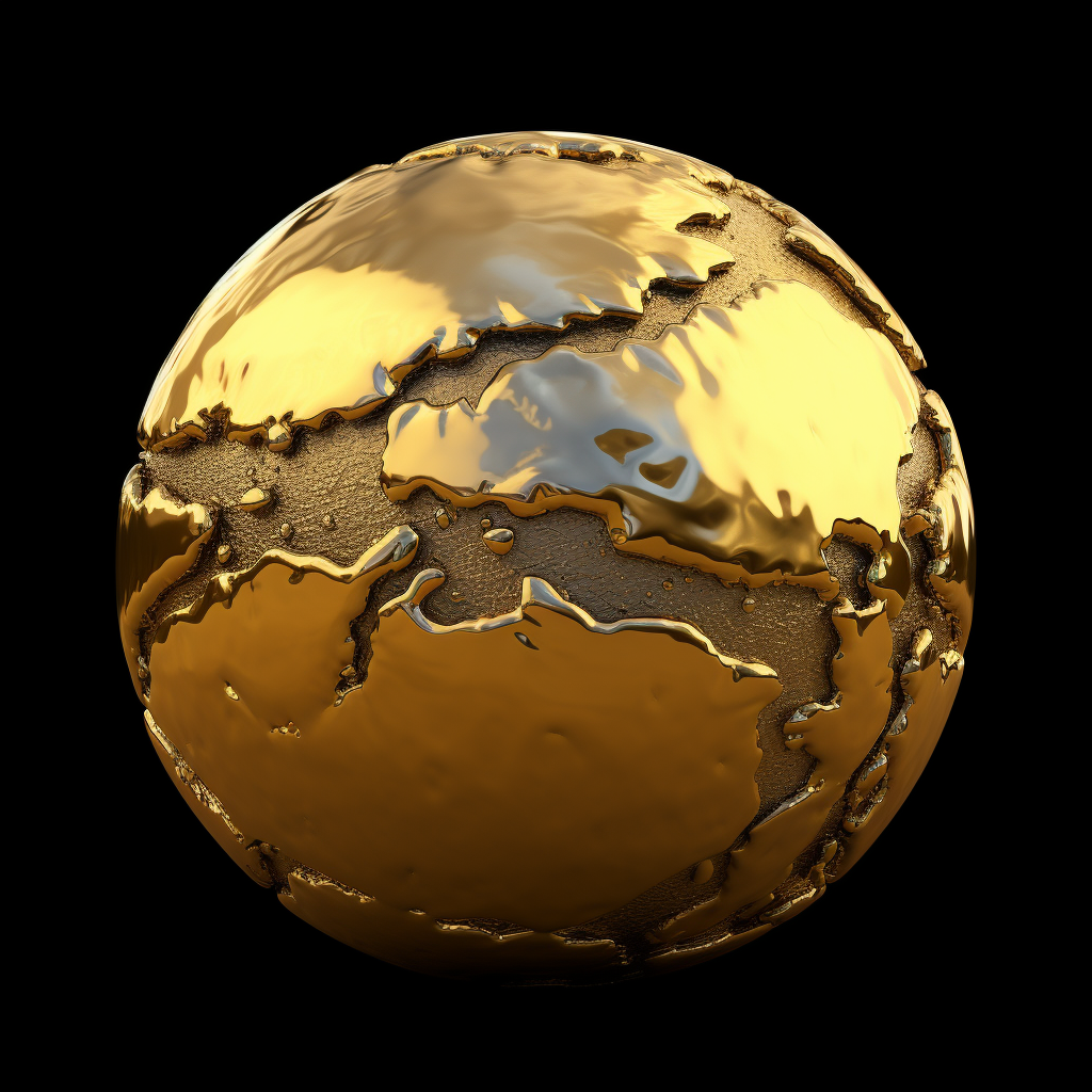 Gold melting dripping shader ball render