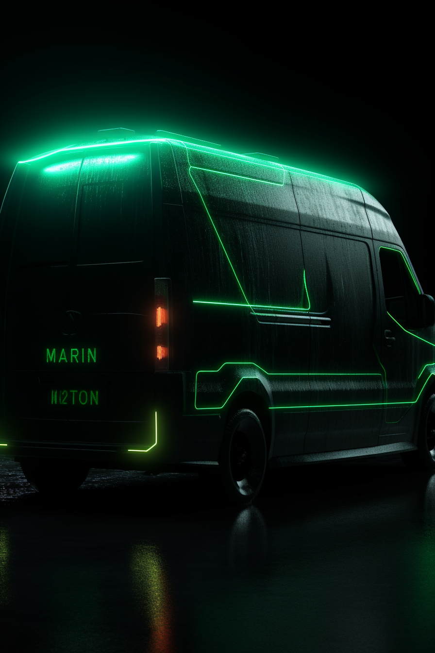 Matrix-style futuristic cargo van