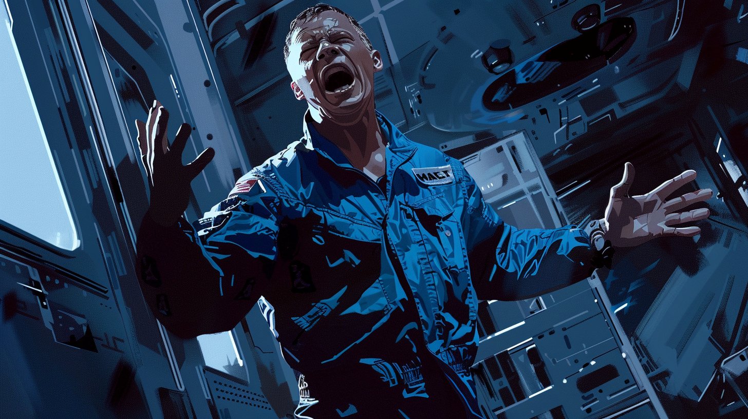 Matt Damon in blue jumpsuit