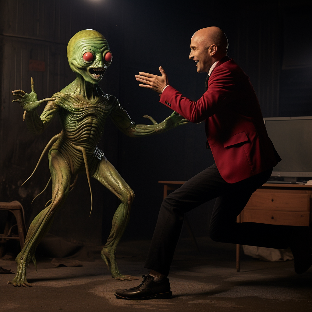 Matt Walsh dancing with an alien