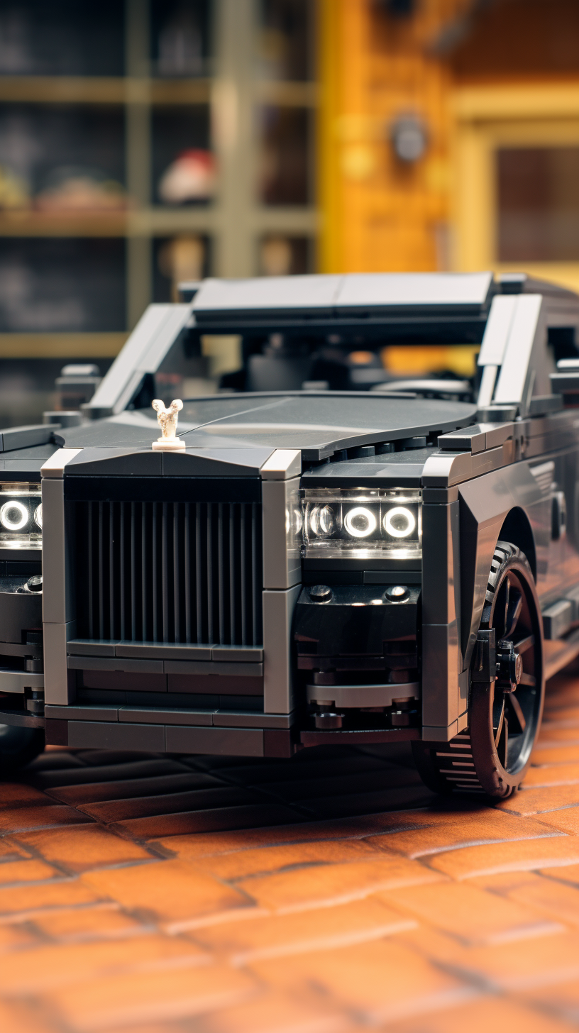 Detailed Lego model of matte black Rolls Royce