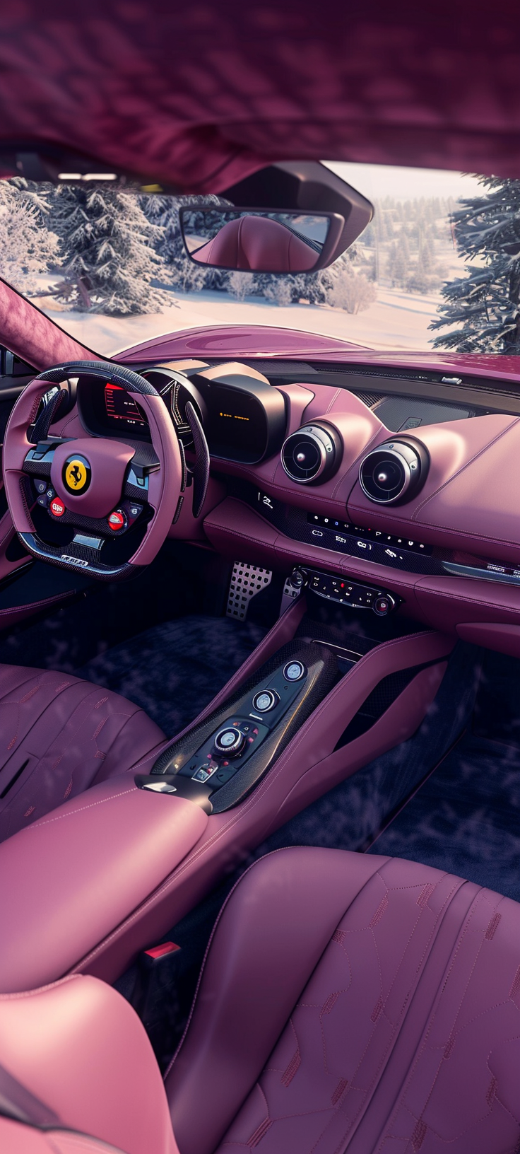 Pink Ferrari Roma GTS Interior