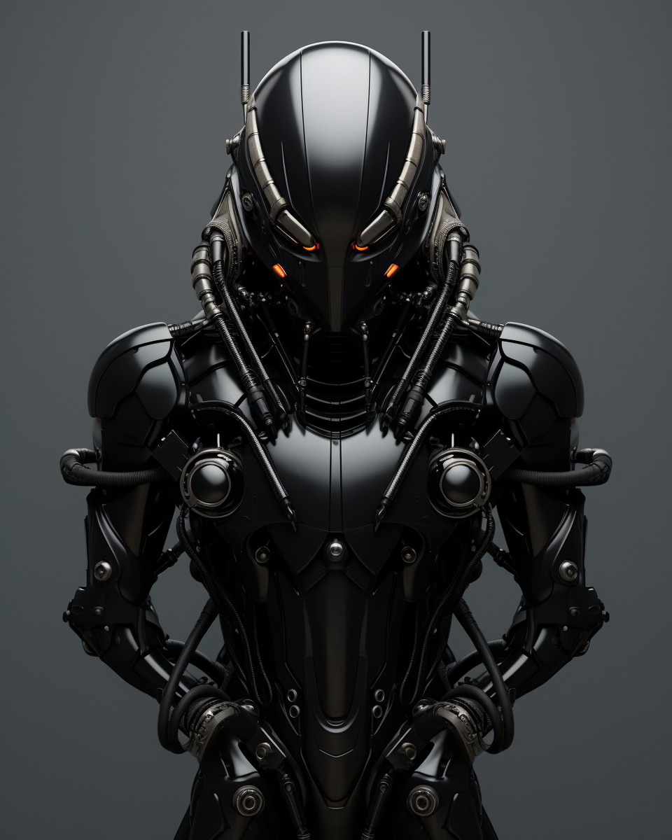 Matte Black Robot with Muscles