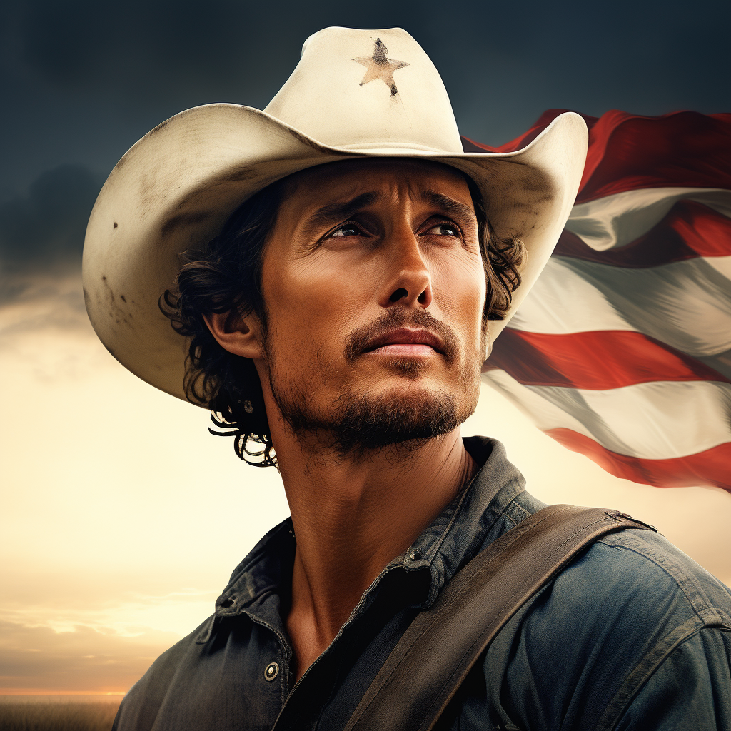 Matthew McConaughey with Texas Flags