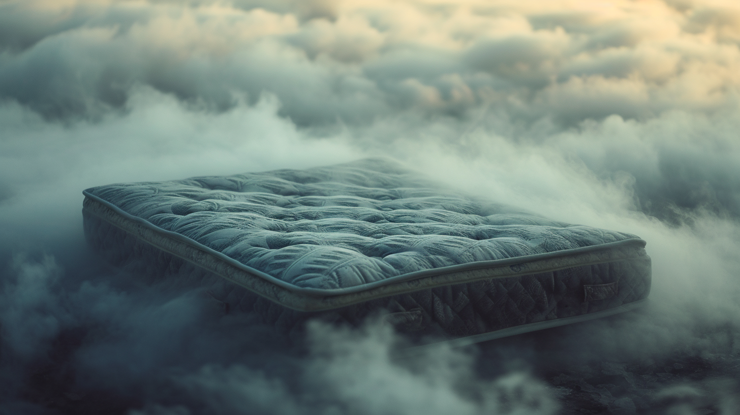 Mattress immersed in fog