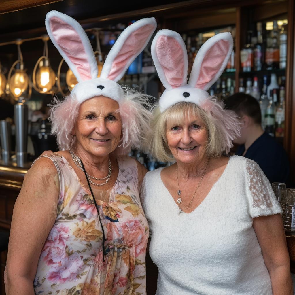 women bunnies cosplay bar