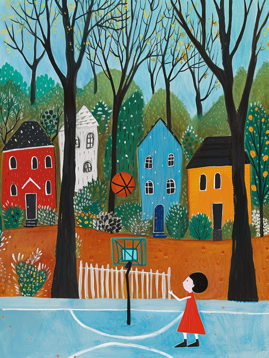 Maud Lewis basketball folk art