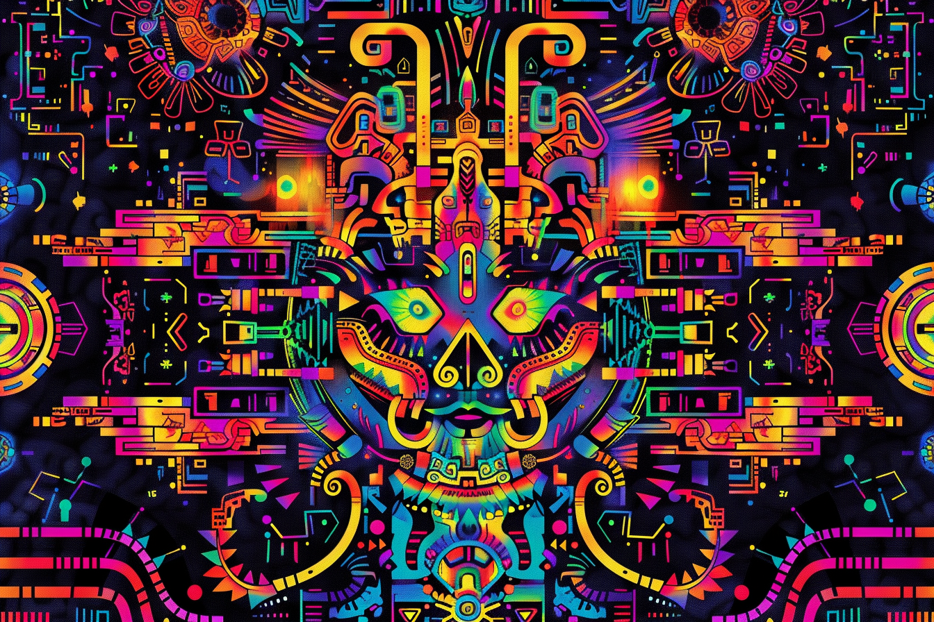 Bold Psychedelic Mayan Aztec Design