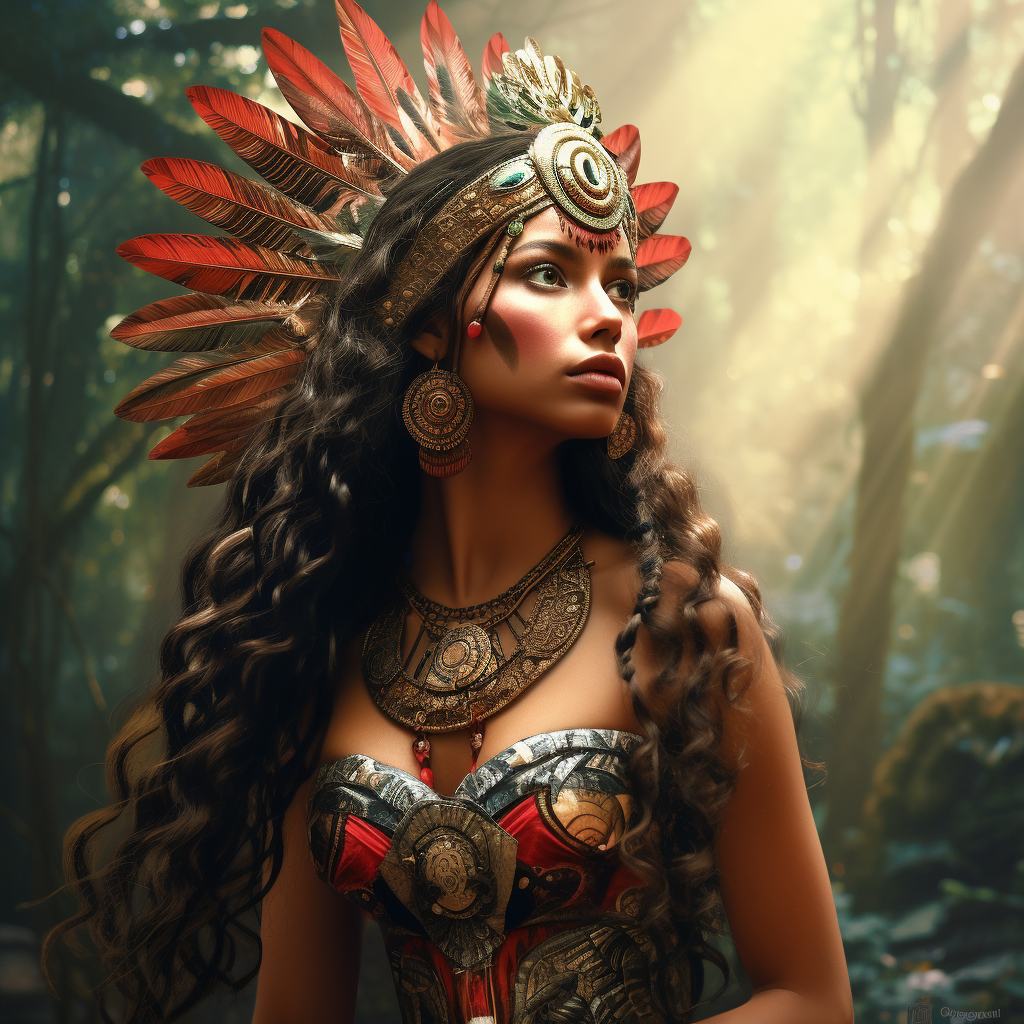 Mayan goddess of love and beauty in paradise