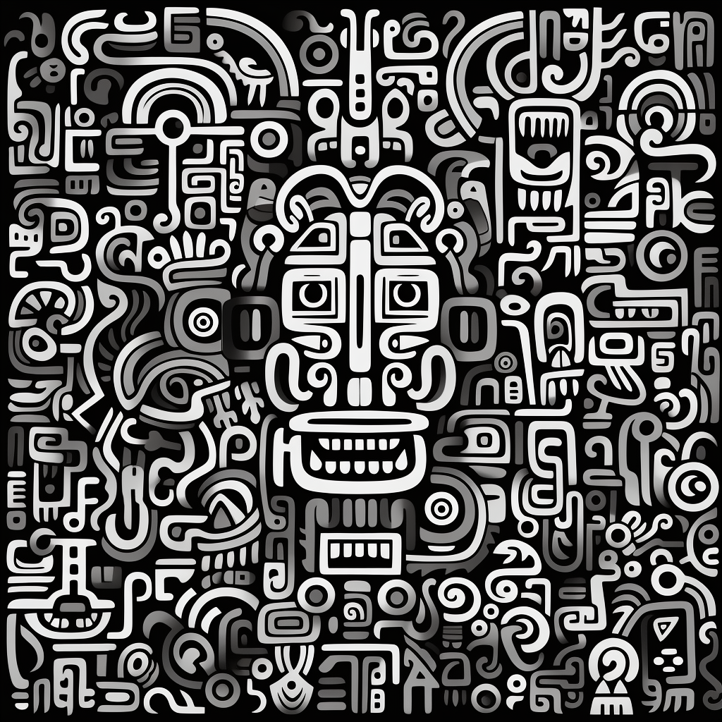 Black and white Mayan pattern