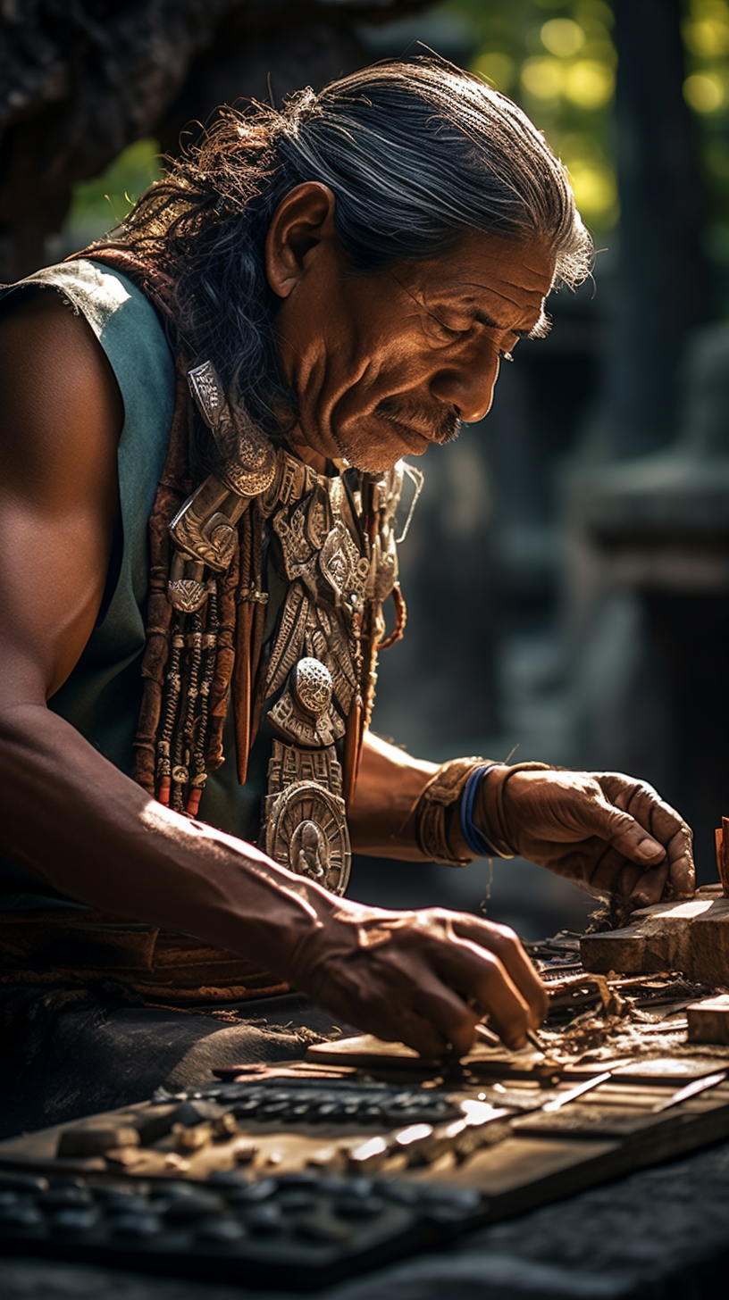 Skilled Mayan Priest Crafting Dental Beauty ✨