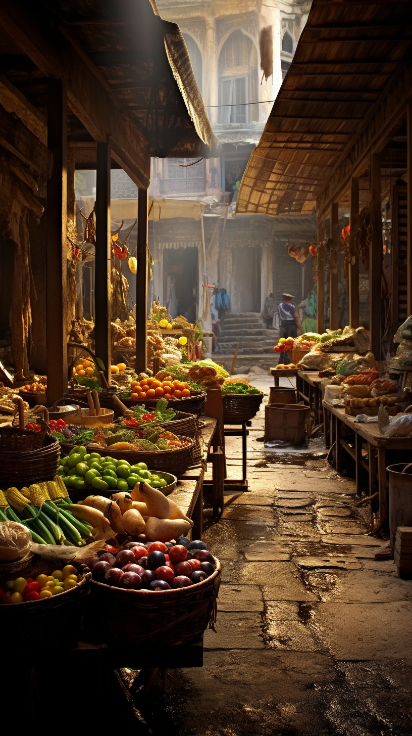 Vibrant Mayan marketplace setting