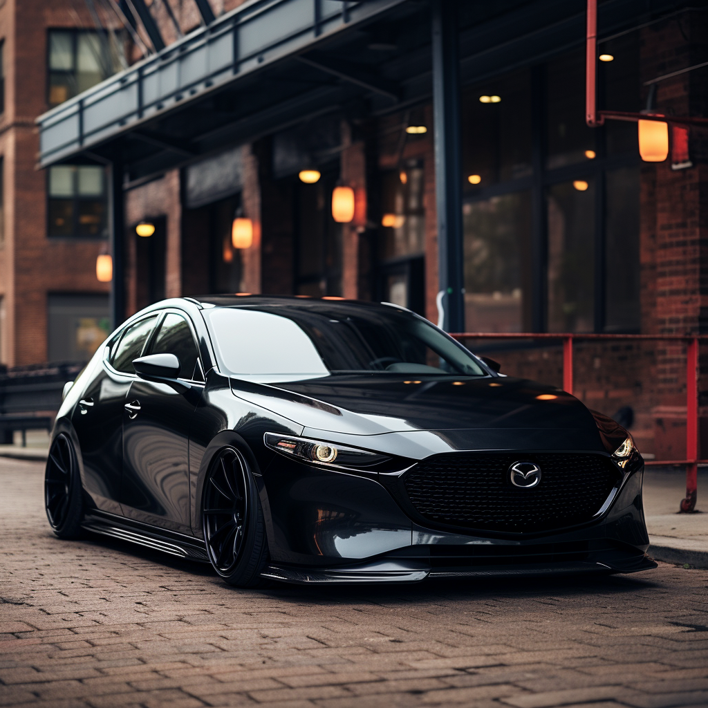 Sleek Satin Black Mazda 3 Hatchback