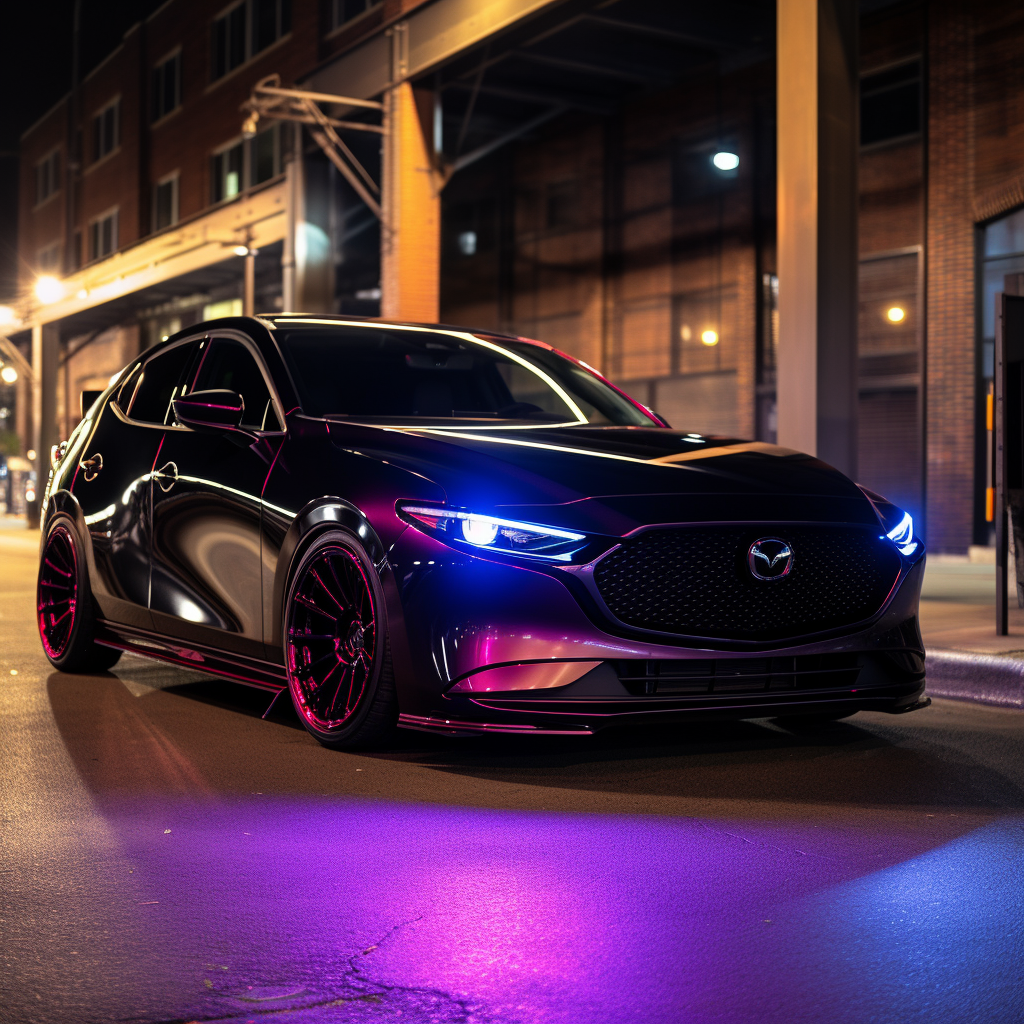 Custom Mazda 3 with Purple Accent Lights