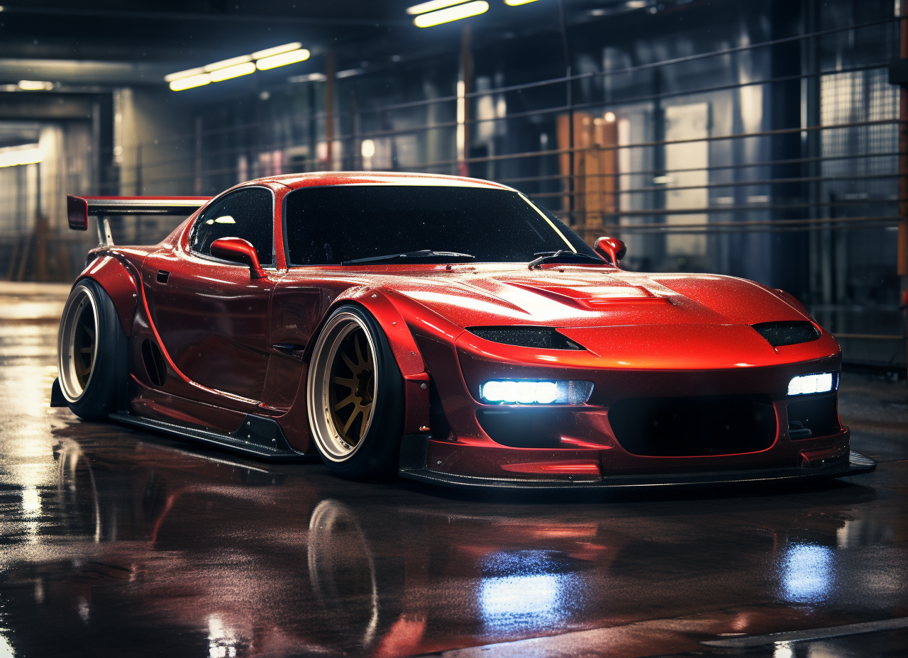 Mazda RX7 with Wide Chrome Wheels