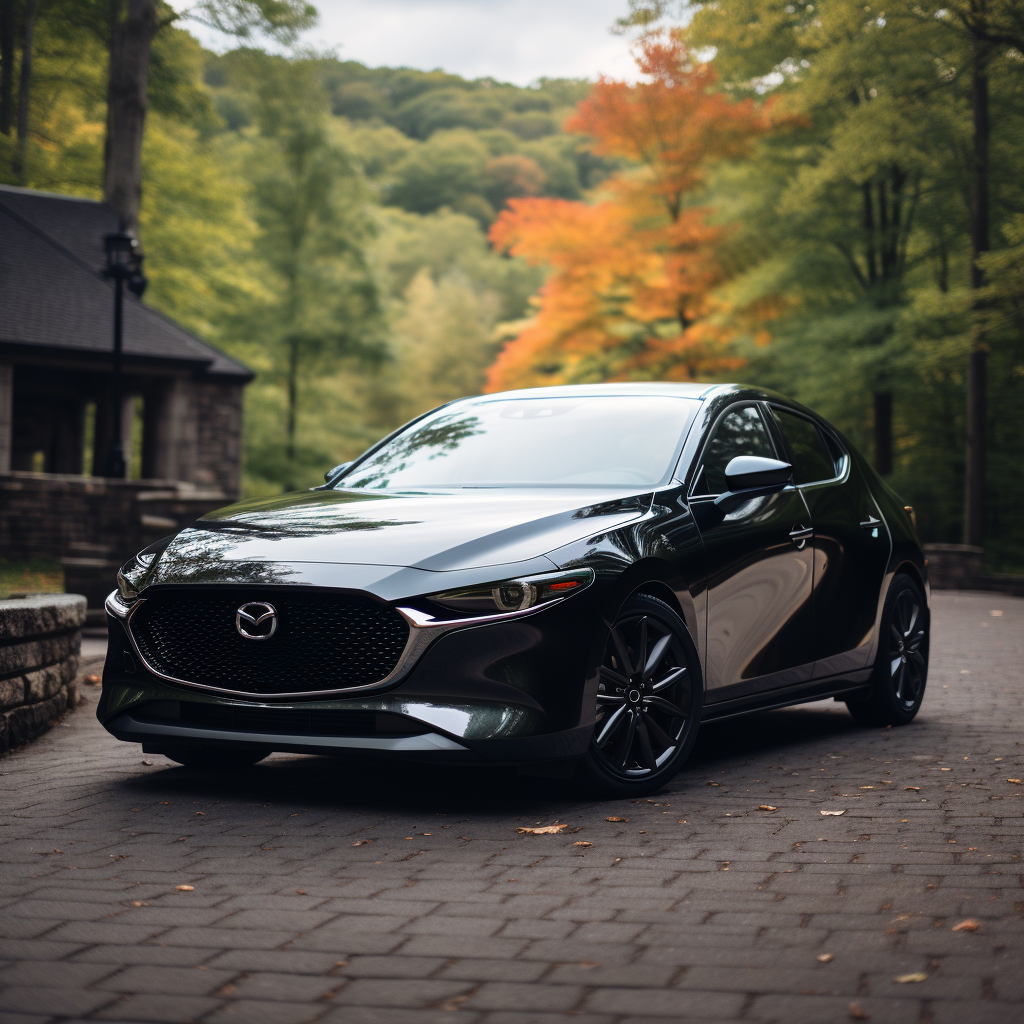 Sleek black Mazda 3 hatchback