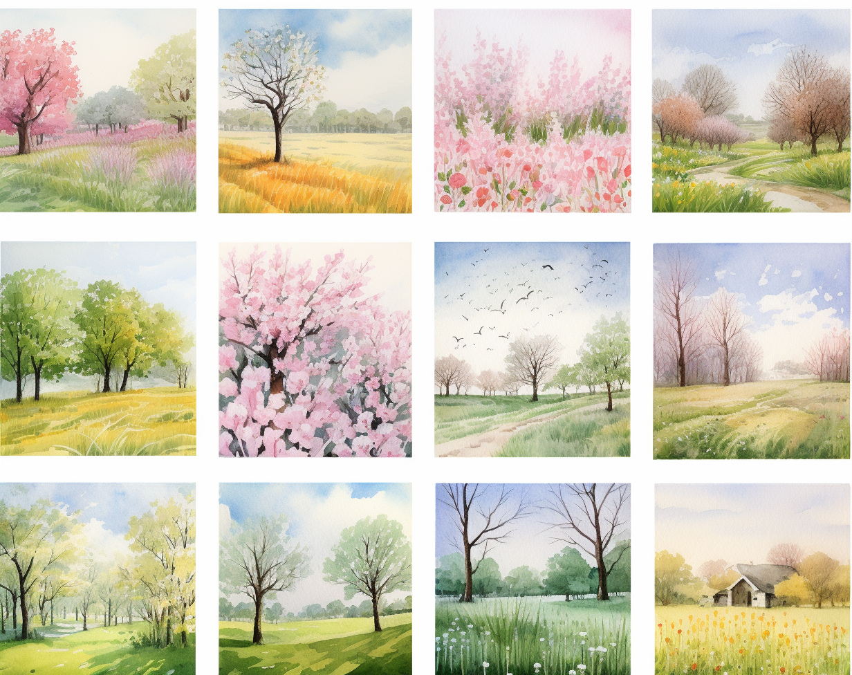 Colorful meadow painting prints