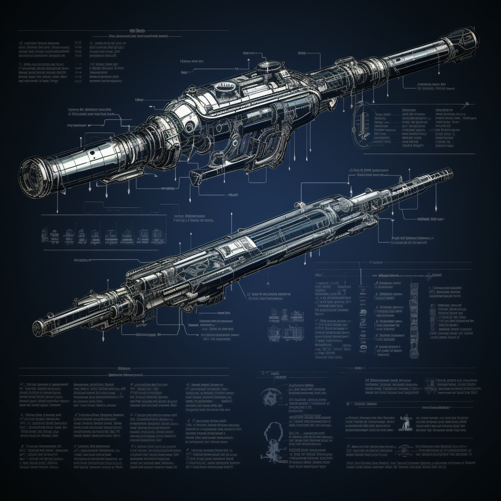 Detailed Mech Sword Blueprint Schematic