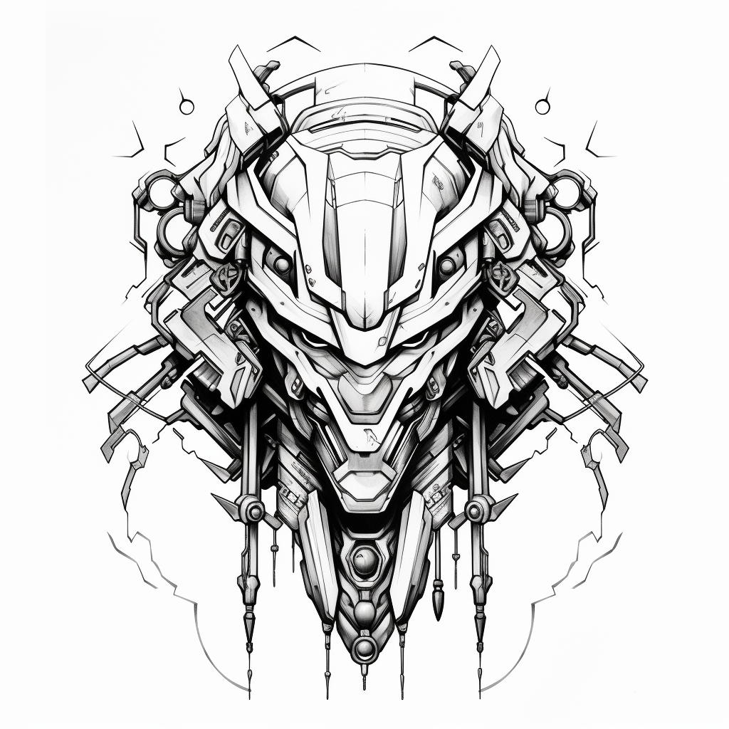 Traditional American Mecha Robot Tattoo Design