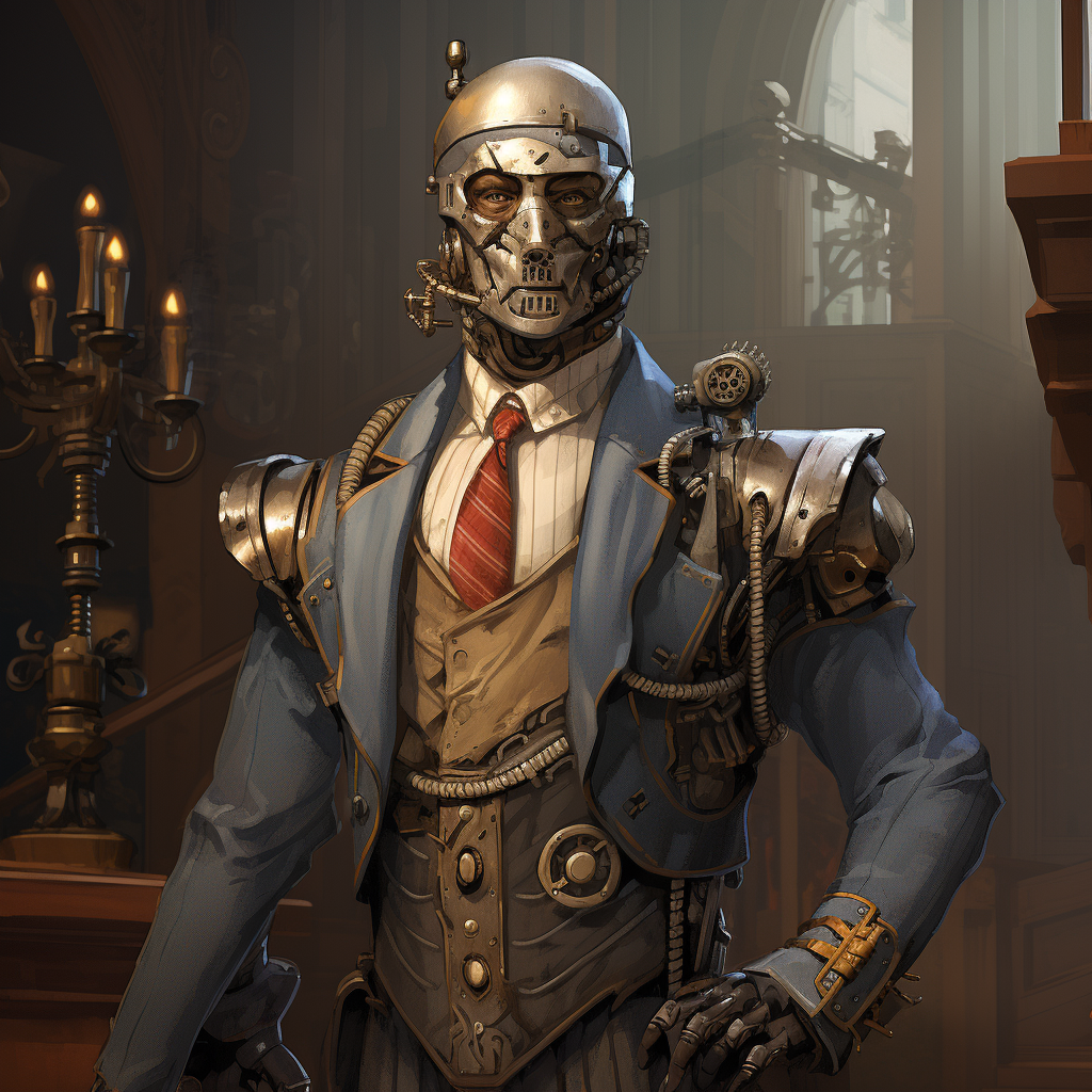 Mechanical butler statue in pathfinder illustration