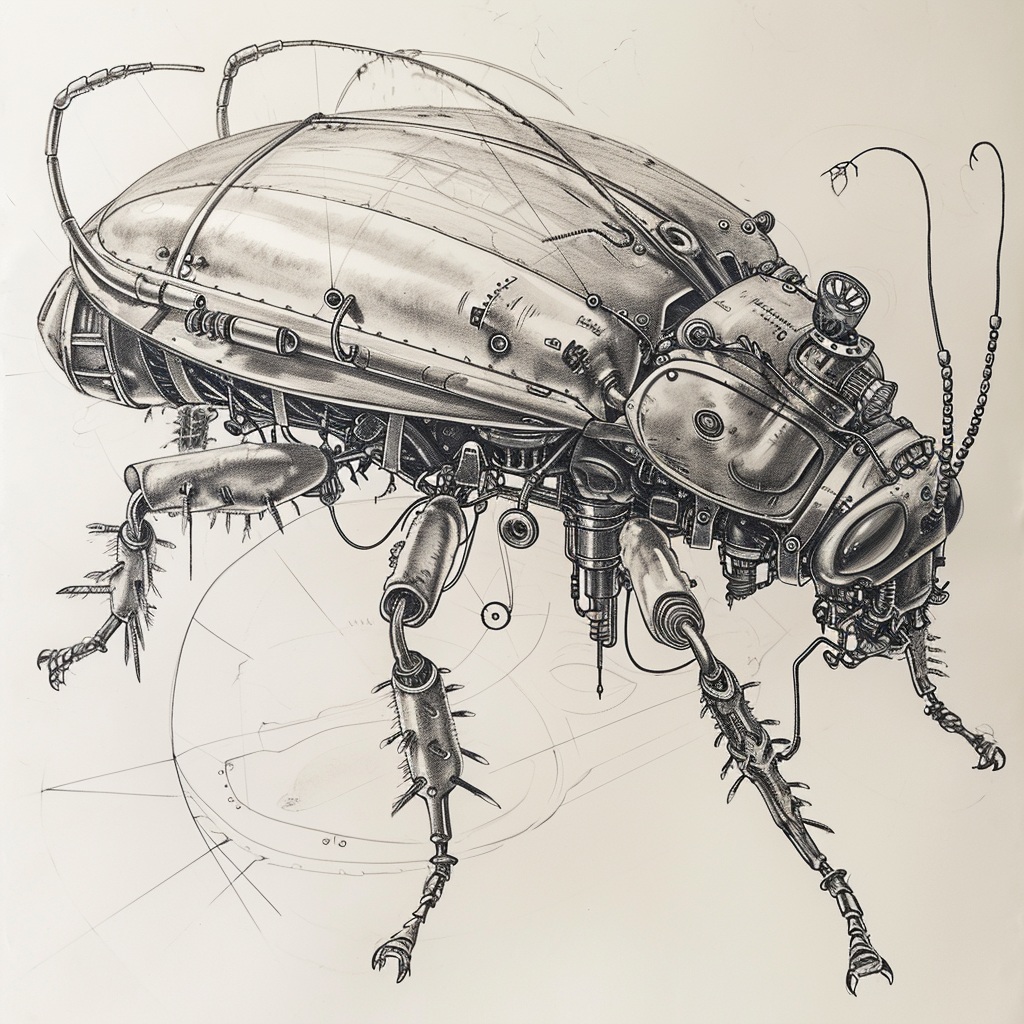 Mechanical Cockroach Detailed Sketch