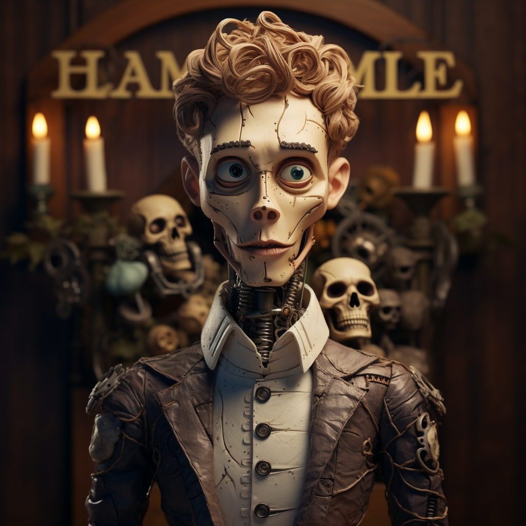 Mechanical Hamlet in intricate cartoon style