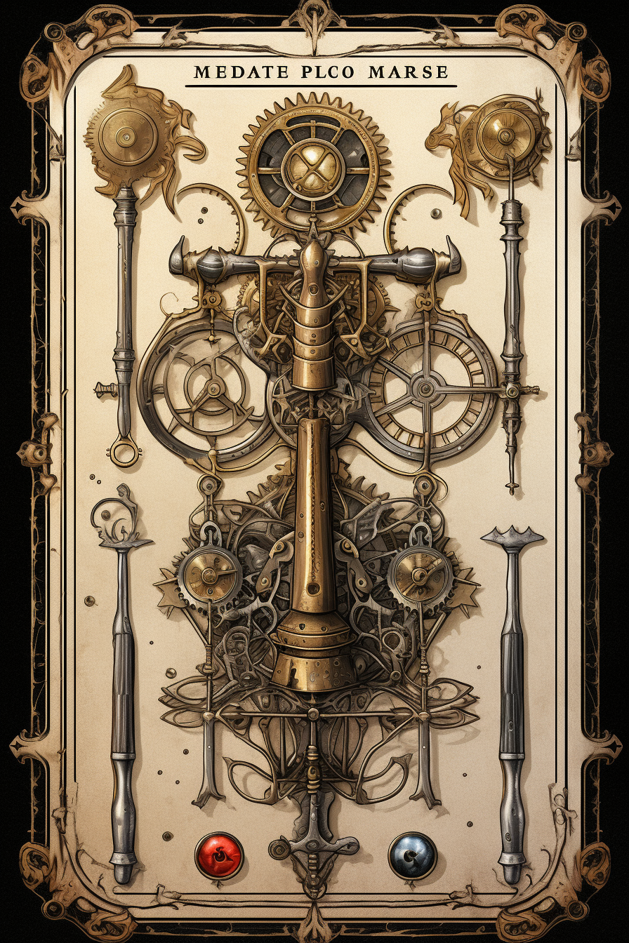 Tarot Card Deck with Mechanical Tools