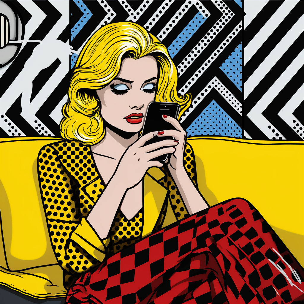 Media addicted person Roy Lichtenstein style