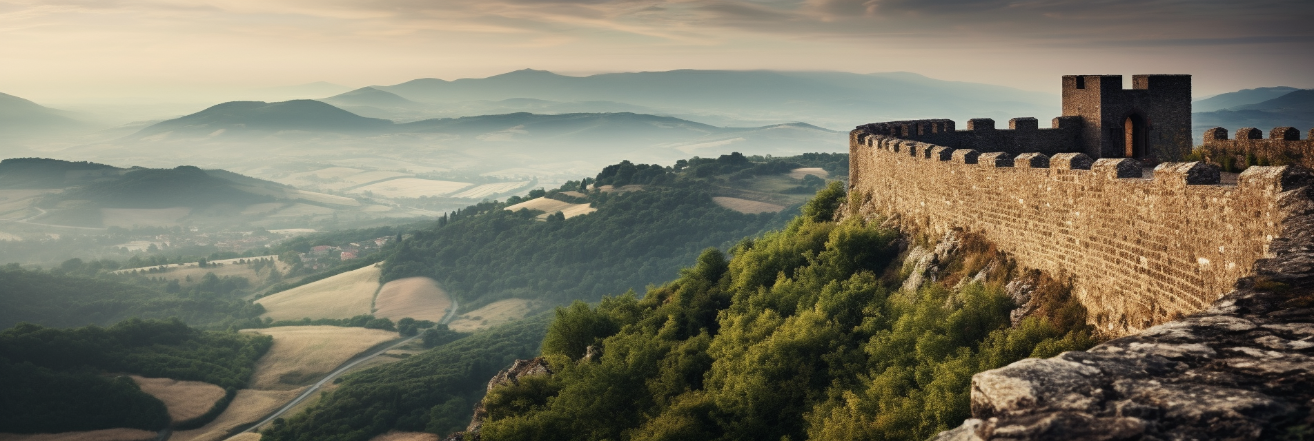 View of Mediaeval Italian Hilltop Fort