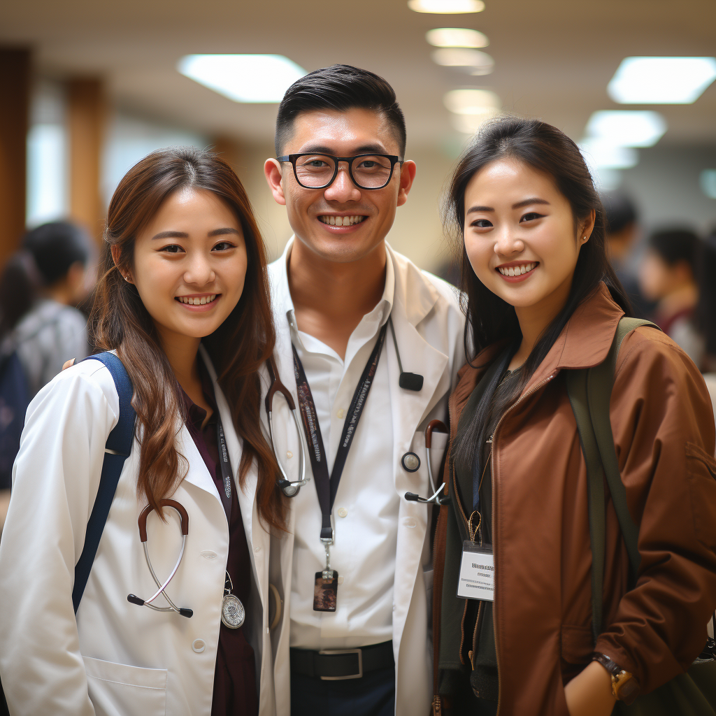 Students celebrating medical school acceptance