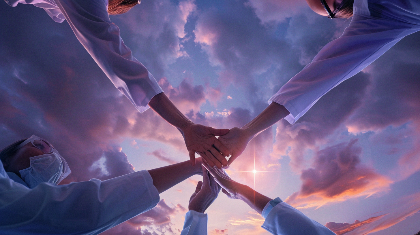 Medical staff hands solidarity light