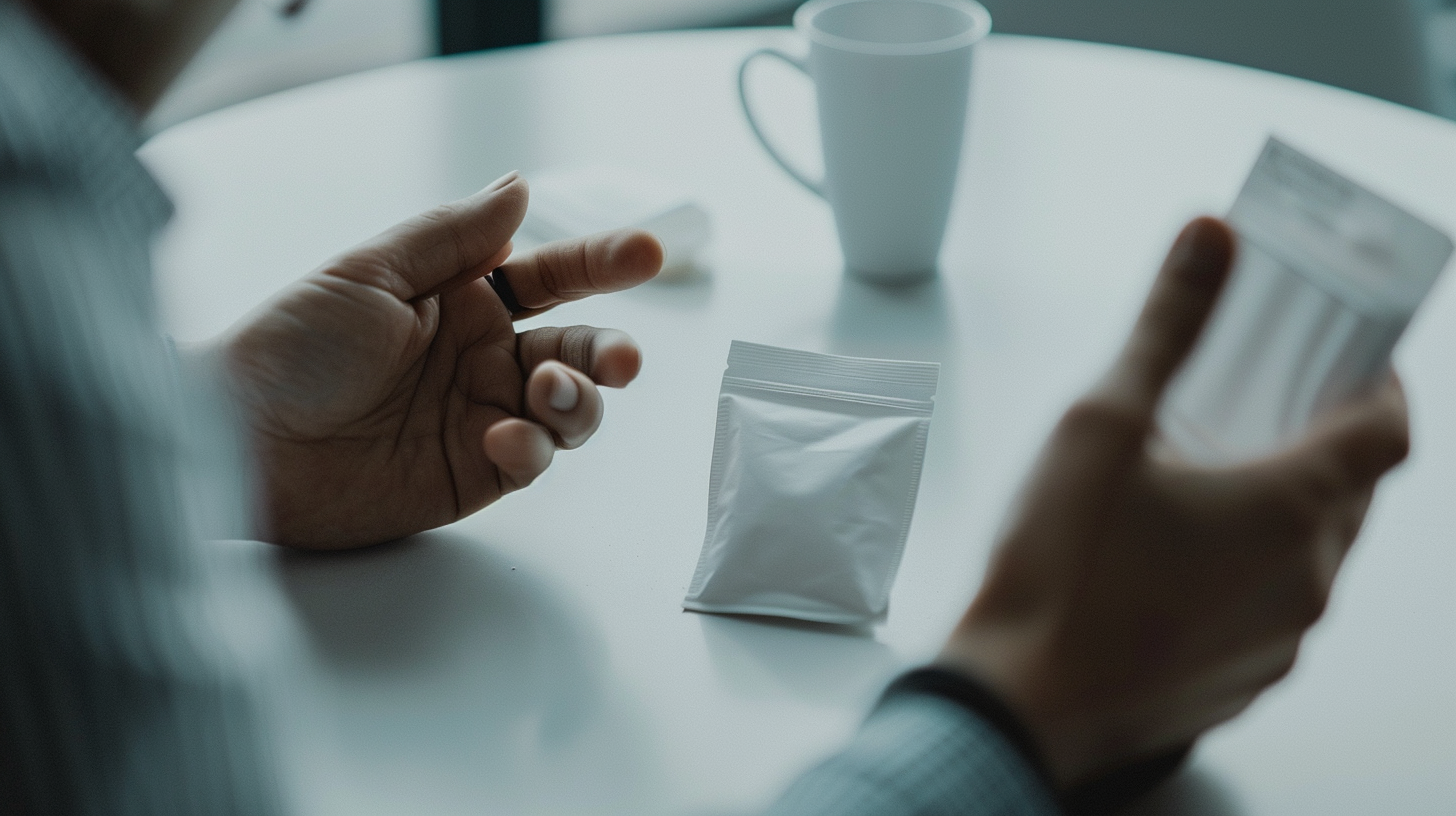 Medicine bag on table