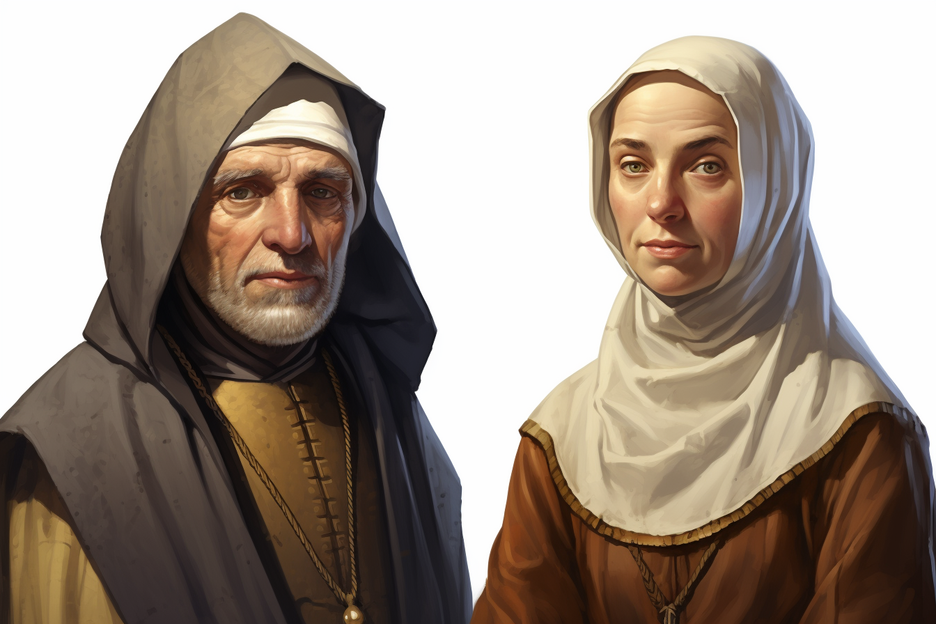 Medieval Abbott and Abbess Portrait