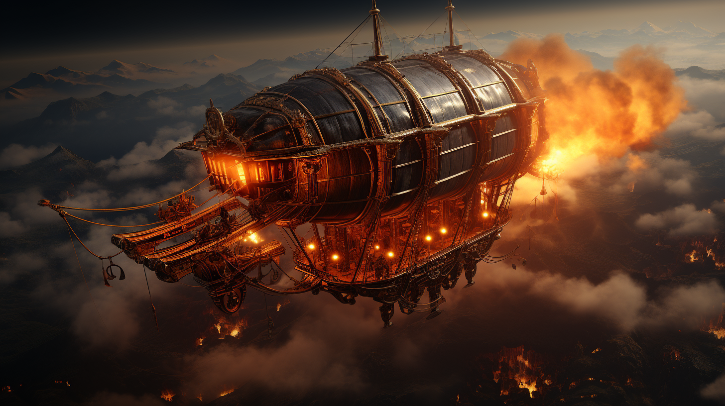 Medieval Airship War Destroyed Smoke Mars