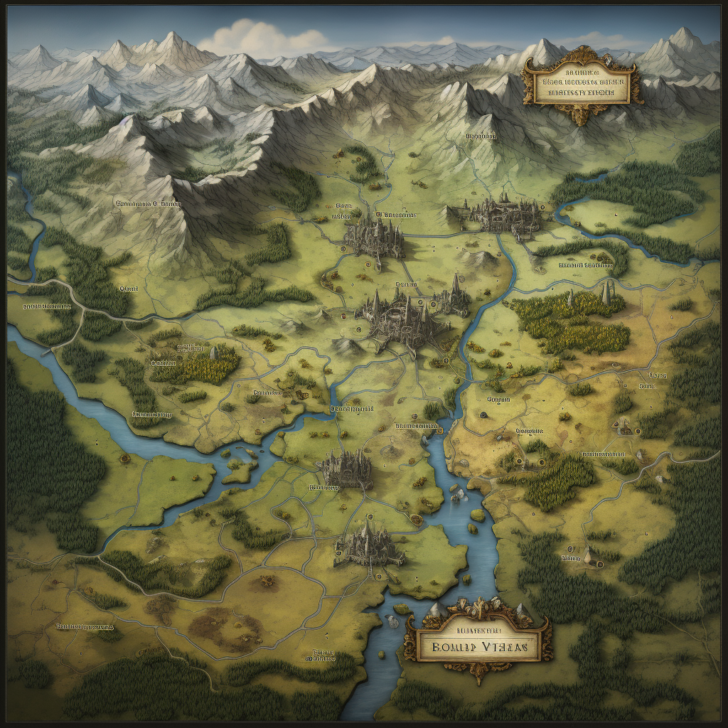 Detailed medieval battle map valley