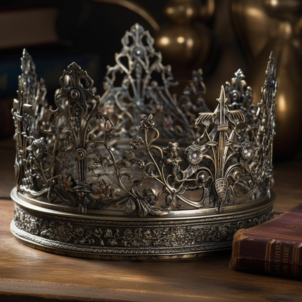 Medieval Crown with Intricate Metal Detailing