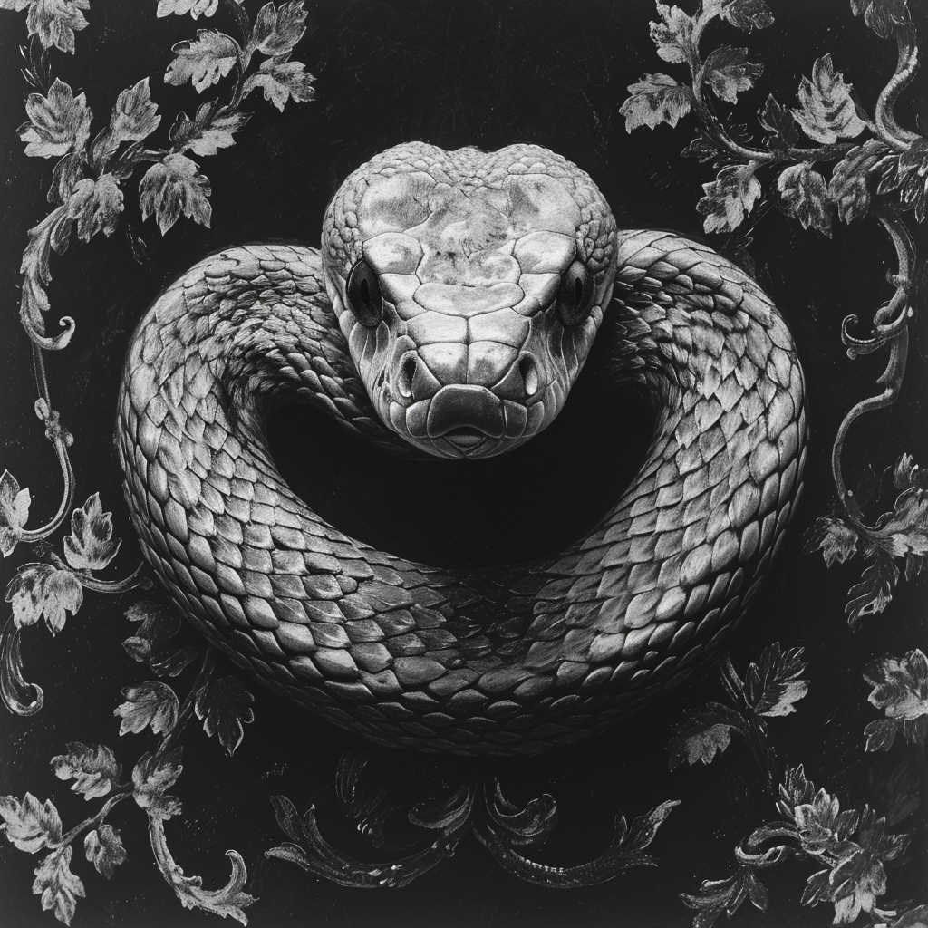 Snake in Medieval Etching Style