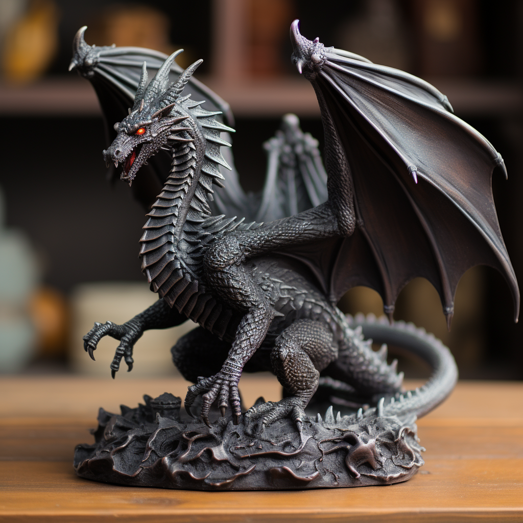 Dragon statuette in medieval fantasy