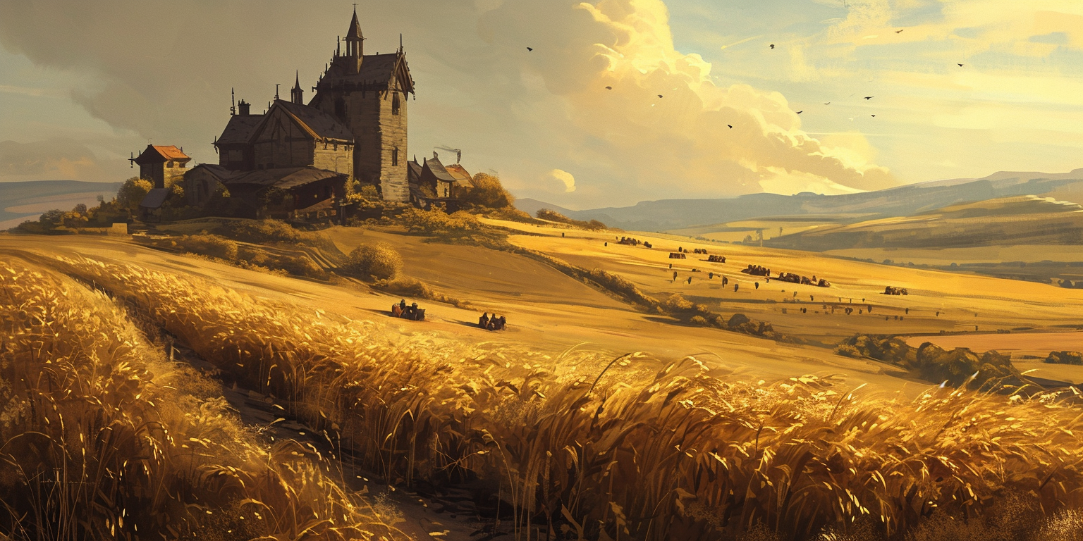 Golden Wheat Fields on Medieval Farmland