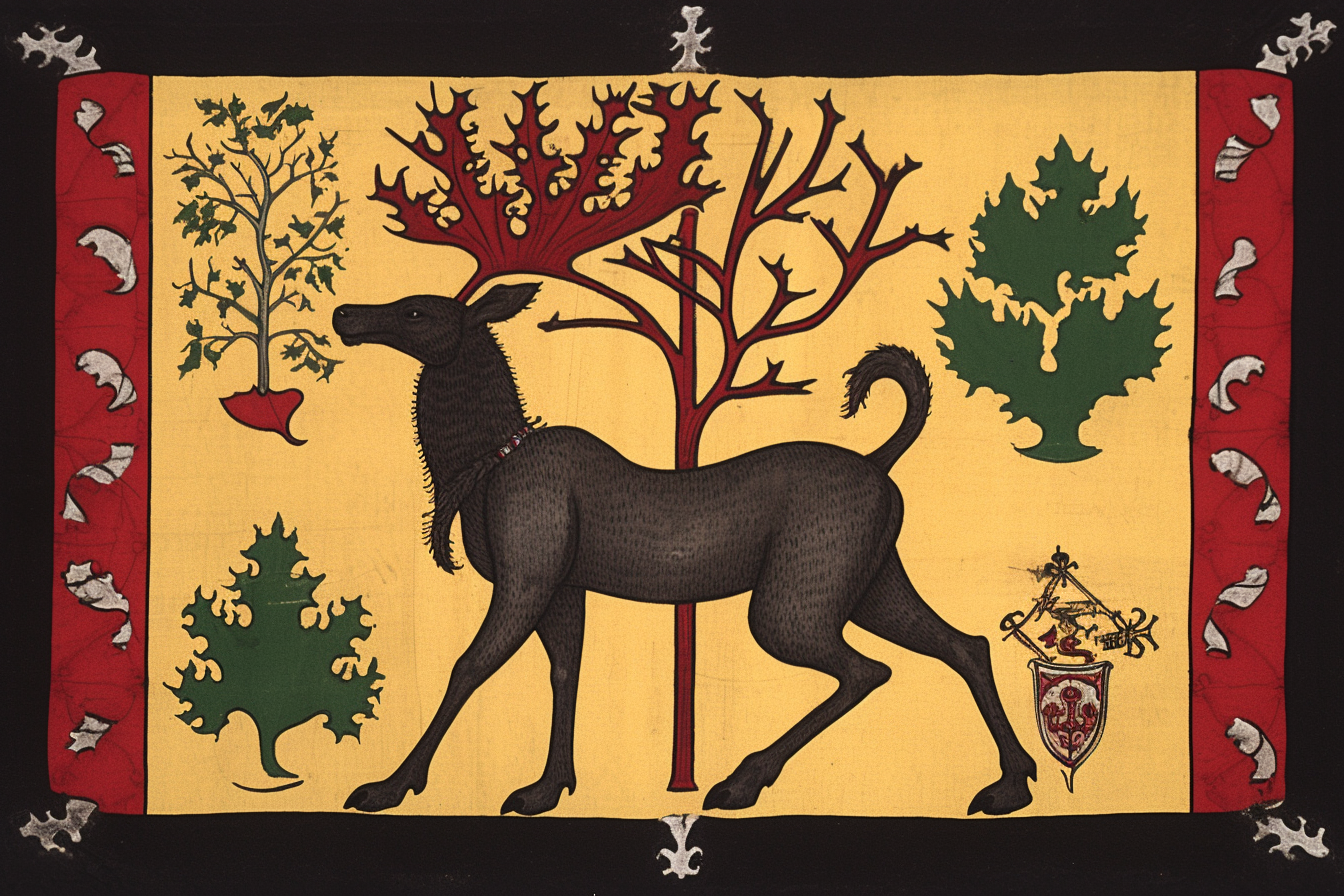 Late Medieval Regal Crest with Deer and Dogwood