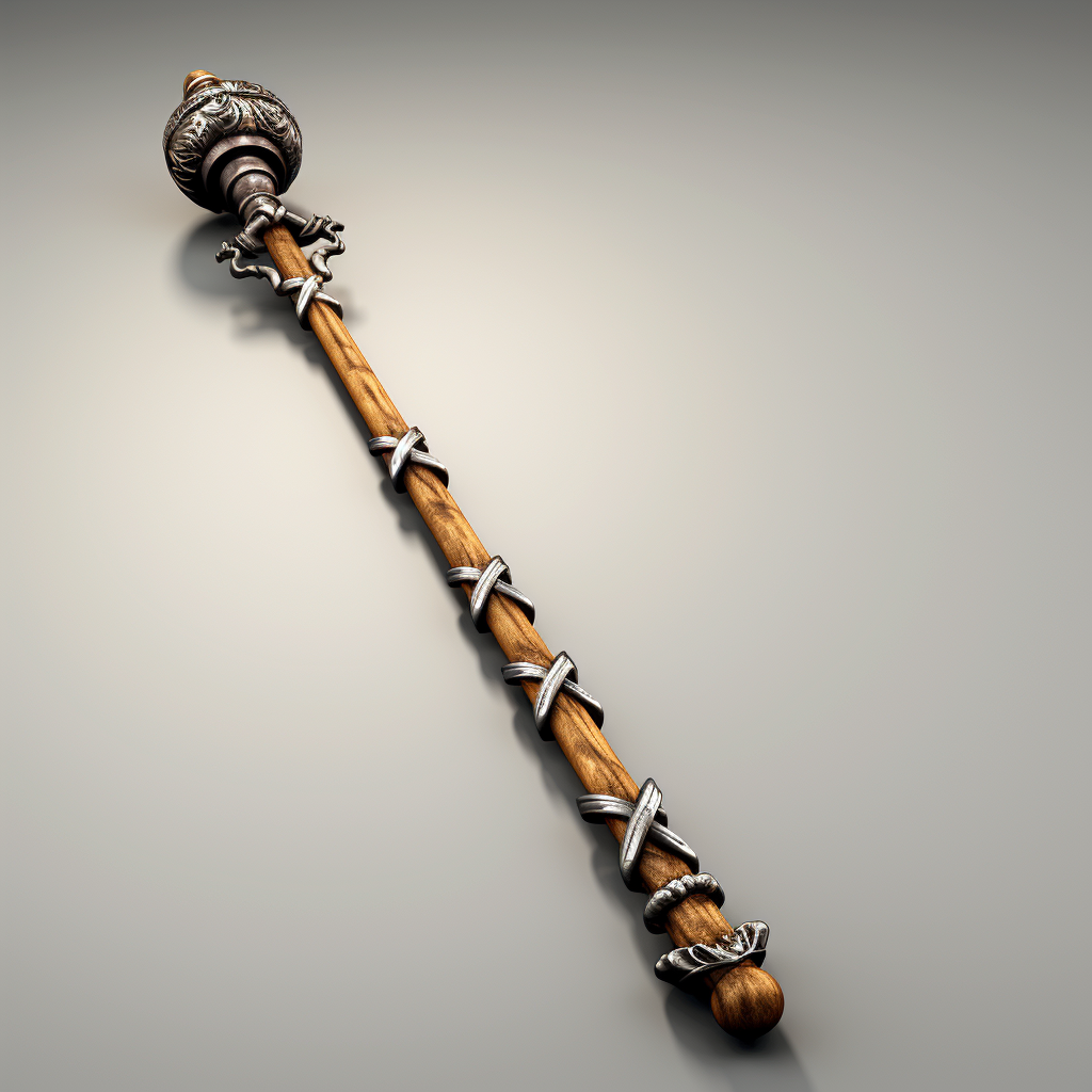 Photorealistic medieval flail in dynamic position