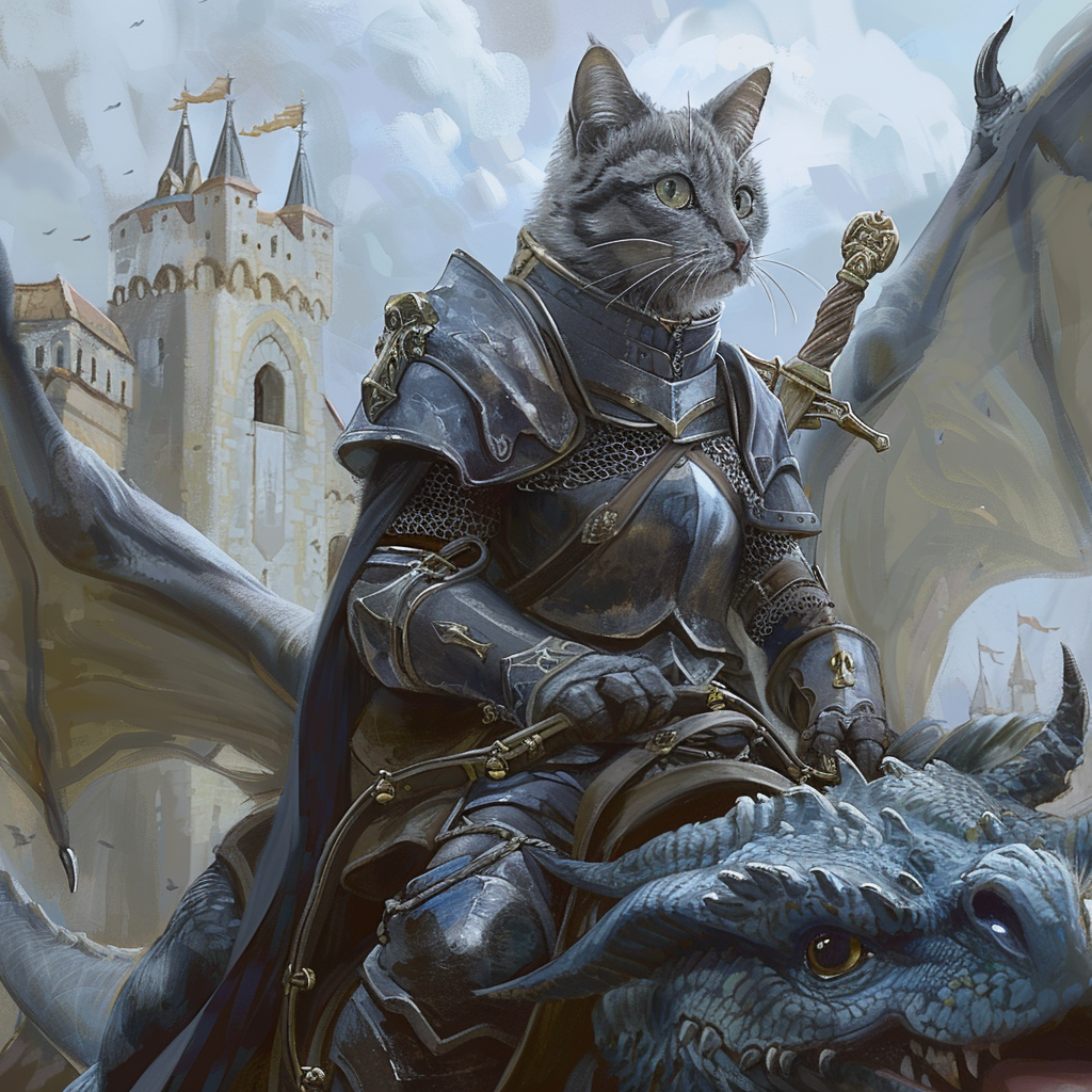 Gray cat makeup dragon riding