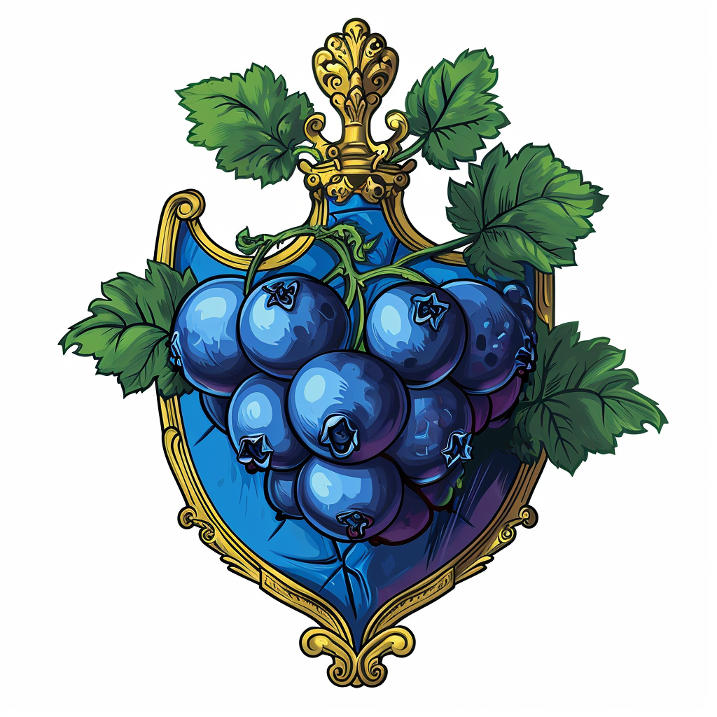 Medieval heraldry crest of a blueberry