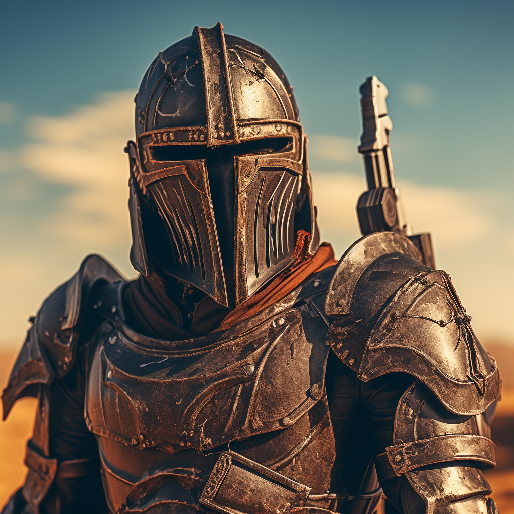 Medieval Knight with Shotgun in Wasteland