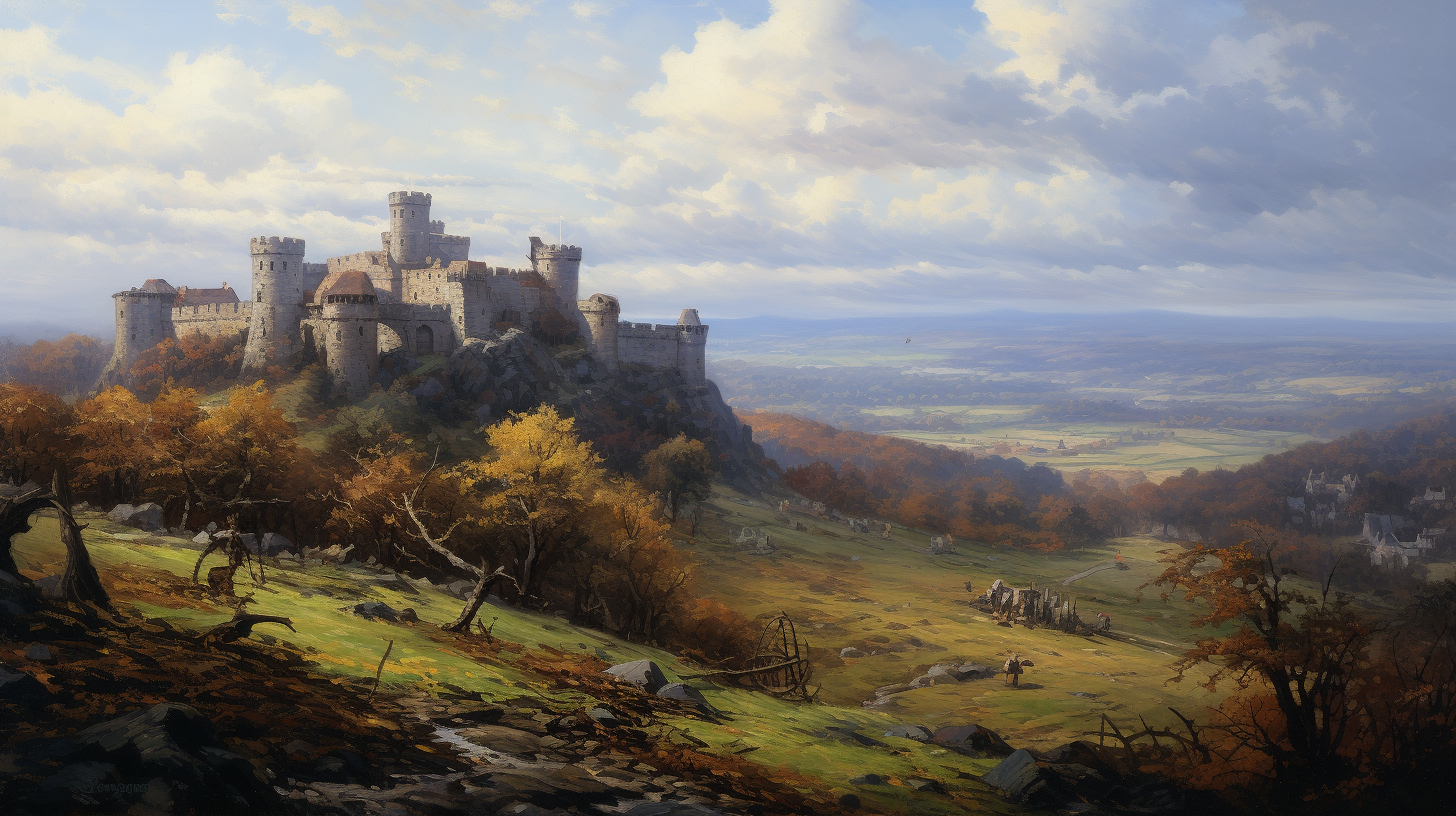 Majestic medieval military fortresses on a gentle hill