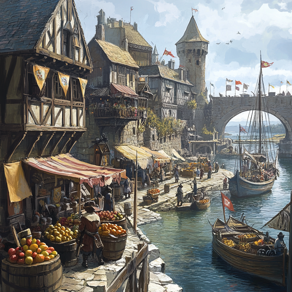 Fantasy medieval port city image