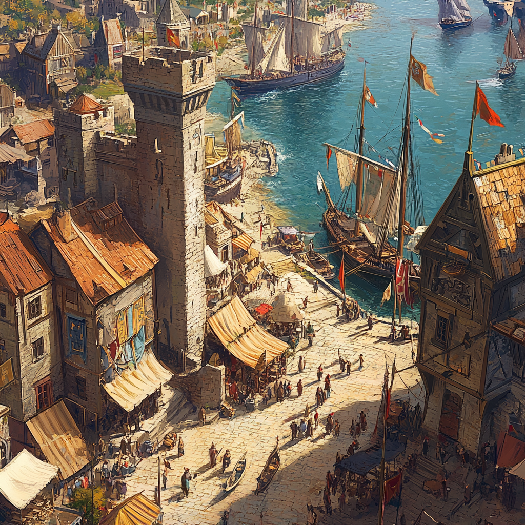 Birds Eye View Medieval Port