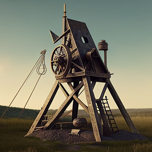 Steampunk Trebuchet in medieval setting